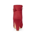 thumbnail image 2 of BLISSFUL STEP Women's Block Heel Platform Ankle Boots Red 6.5, 2 of 7