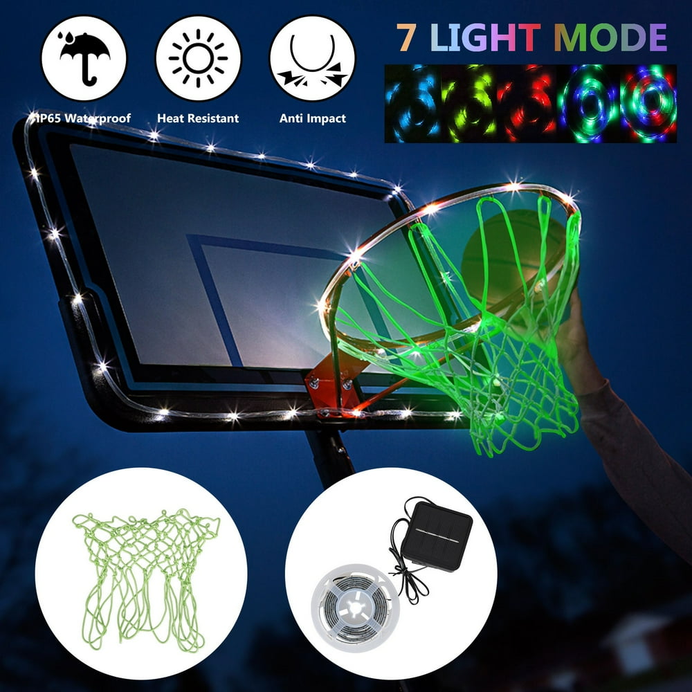 LED Basketball Lights, Sun Powered Nightlight Basketball Net & Waterproof Basketball Rim LED