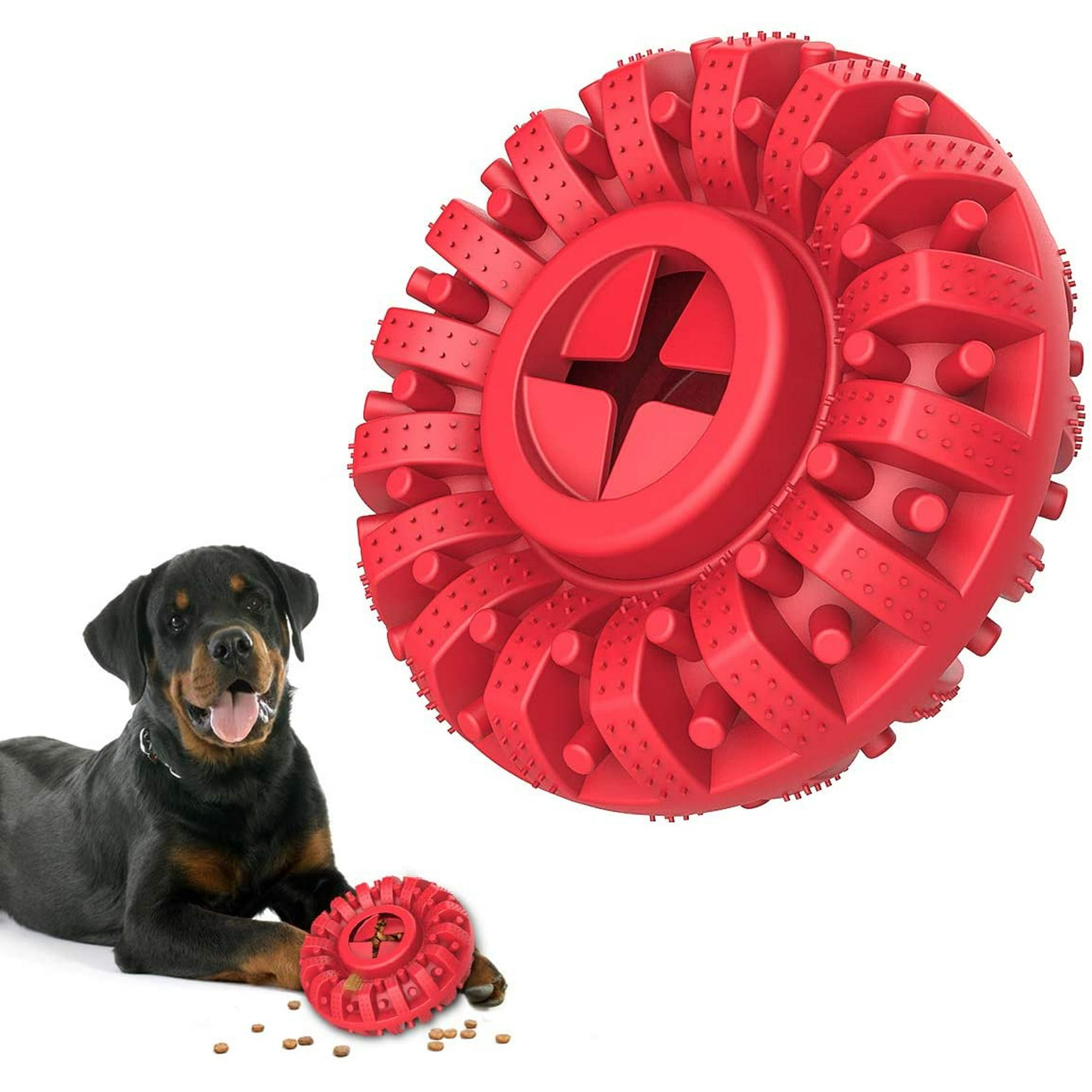 Dog Toys for Aggressive Chewers Natural Rubber Indestructible Dog Toys Treat Dispenser for Power Chewers Durable Dog Chew Toy for Medium and Large