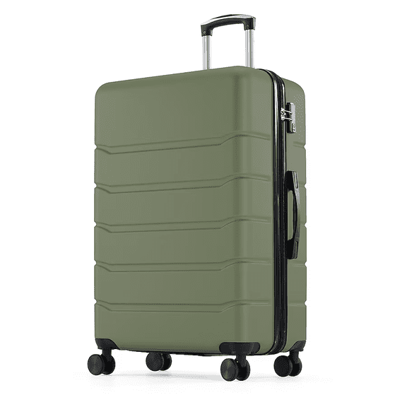 24-Inch Olive Green Hardshell Carry-On Expandable Luggage Suitcase with Spinner Wheels