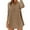 Khaki, variant on Womens Beach Cover Up Hooded V Neck Tunic Large Pocket Cotton Linen Long Sleeve Shirt