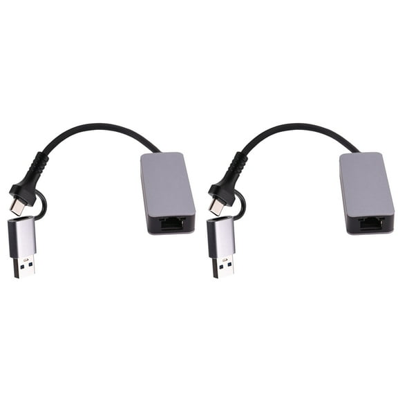 2X 2.5 Gigabit Ethernet Adapter Type-C USB 3.0 to RJ45 LAN 2500Mbps High Speed 2.5G Network Card for NAS Laptop PC