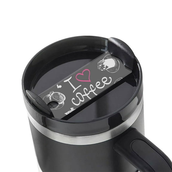 Hirioo I Love Coffee for Stanley Cup Lid Nameplate Personalized Acrylic Nameplate Tumbler Lid Topper(30oz , 40oz)