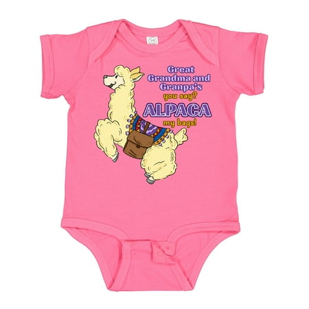 

Inktastic Cute Jumping Alpaca-Great Grandma and Grandpa s You Say ALPACA My Bags! Gift Baby Boy or Baby Girl Bodysuit