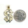 thumbnail image 2 of New 10k yellow gold dollar sign diamond cut unisex lucky pendant charm gift 2.3g, 2 of 12