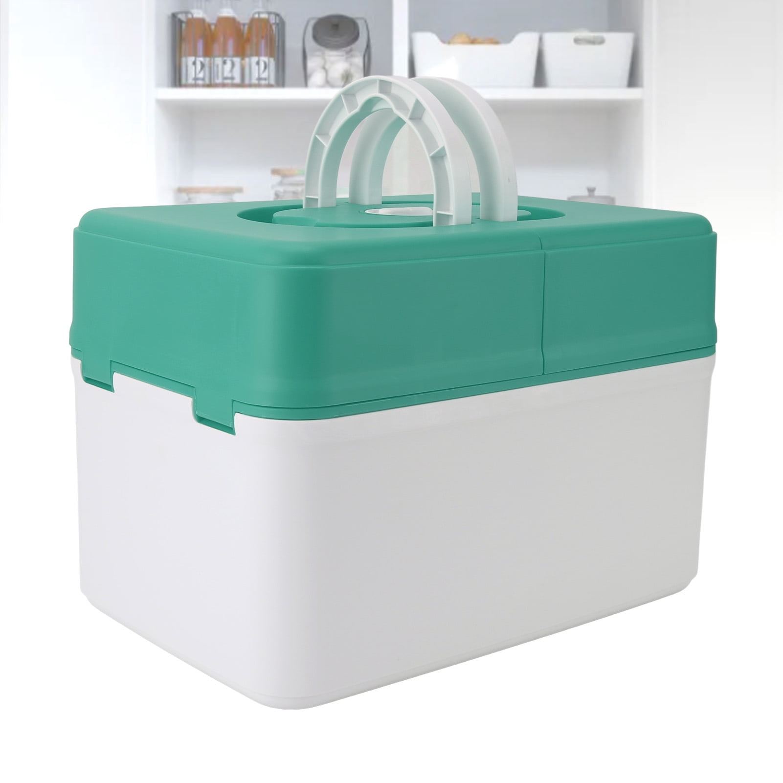 YAHHU Medicine Storage Box Emergency Supplies Organizer Medical Kit Container for Kindergarten School Home Green - Large Capacity First Aid Box (12.99 inches / 33 cm Length, 3.08 lbs / 1400 g)