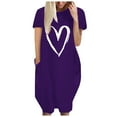 thumbnail image 2 of voss Mode Femmes Robe Ample Imprimé Amour Col Rond Poches Manches Courtes Décontractée, 2 of 4