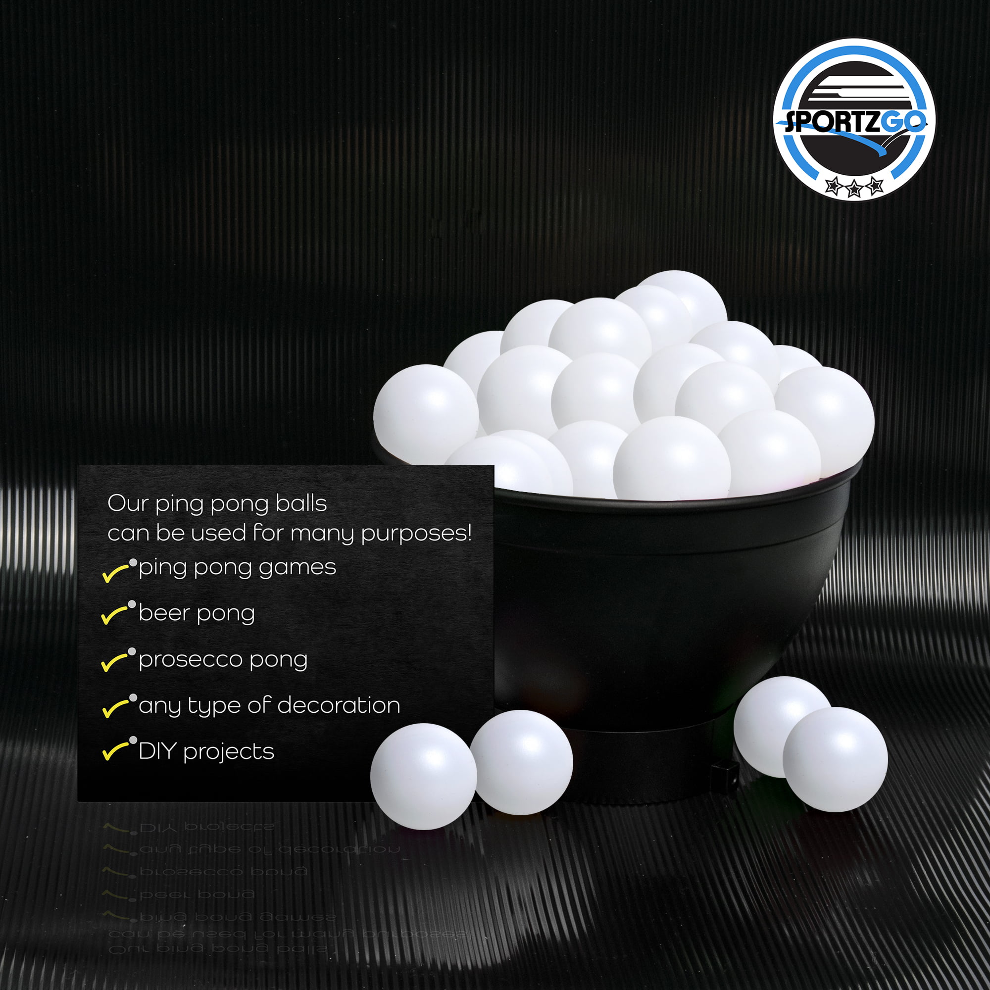 38mm Ping Pong Washable Plastic for Decoration Crafts or Party Game Balls Totem World 24 White Beer Pong Balls 