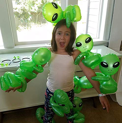 5 NEW INFLATABLE GREEN SPACE ALIENS 60" BLOW UP INFLATE ALIEN HALLOWEEN PARTY 