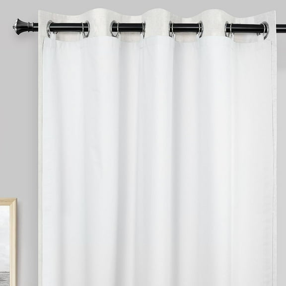 DriftAway Thermal Insulated 100 Percent Darkening Blackout Curtain Liner 2 Panels Each Liner Size 50"L x 50"W Rings Included Off White Panel