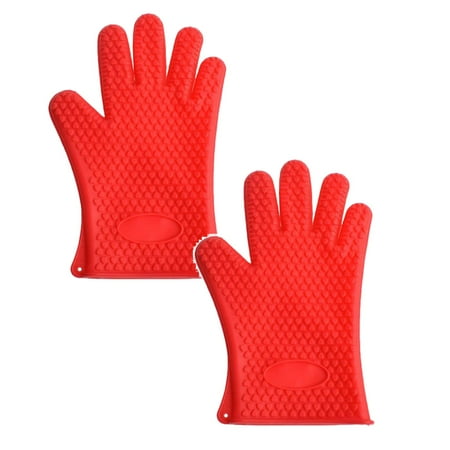 

CAUYDY Silicone Oven Mitts Heat Resistant Gloves for Pot Holders Non-Slip Waterproof 2-Piece Set