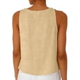 thumbnail image 5 of Womens Linen Crop Tank Tops 2026 Spring Summer Beach Sleeveless Tops,Khaki,L, 5 of 6