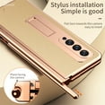 thumbnail image 4 of ELEHOLD Luxury Plating Case for Samsung Galaxy Z Fold 4 2022 Lychee Pattern Case Tempered Glass Screen Protector Hinge Protection S Pen Slot Shockproof Durable Anti-Scratch Case, Gold, 4 of 7