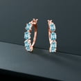 thumbnail image 4 of Gem Stone King 5.20 Ct Oval Blue Zircon 18K Rose Gold Plated Silver Earrings, 4 of 4