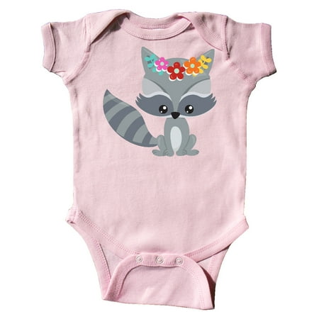 

Inktastic Spring Animals Cute Raccoon Colorful Flowers Gift Baby Boy or Baby Girl Bodysuit