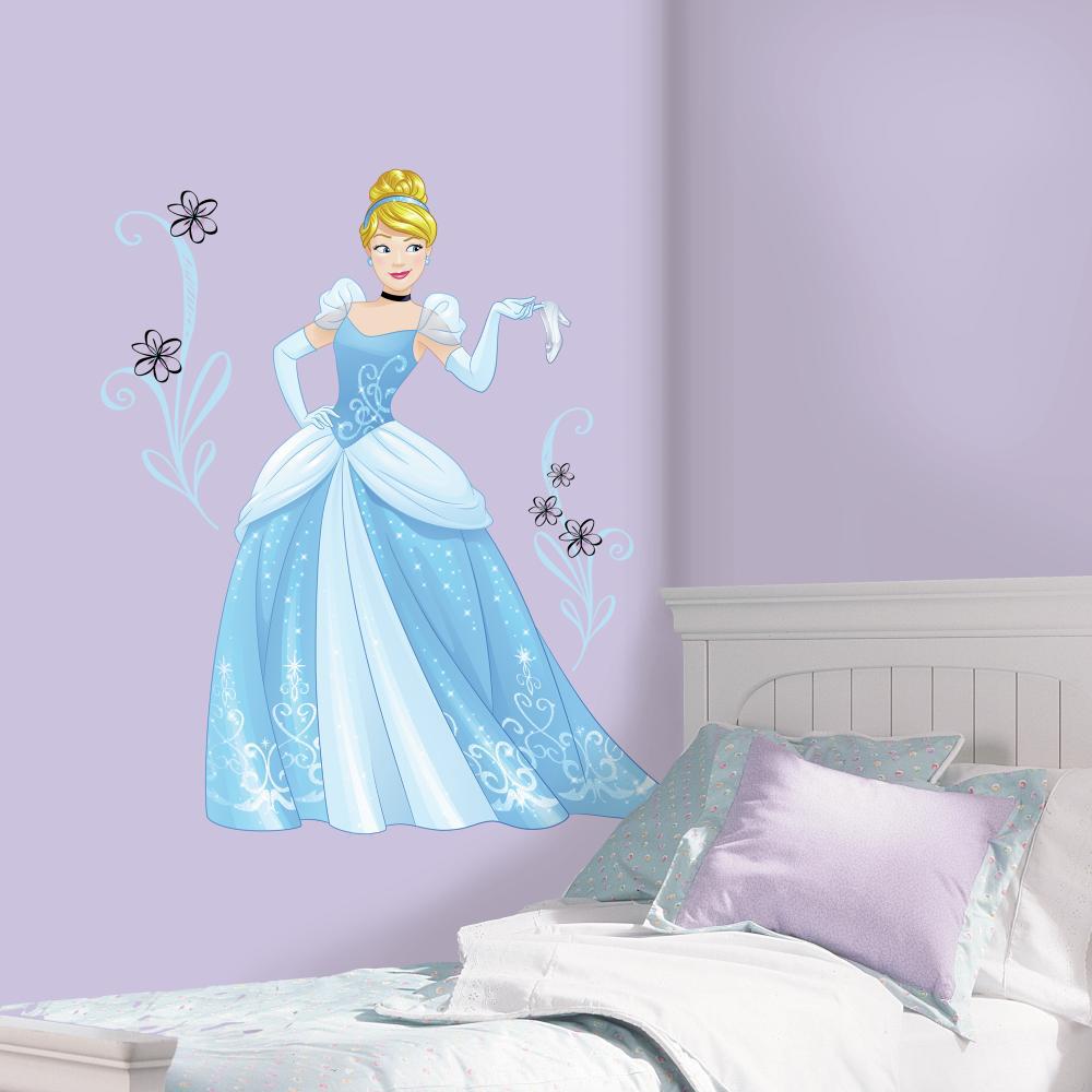 DISNEY CINDERELLA SPARKLING Wall Decals Mural w/ Glitter