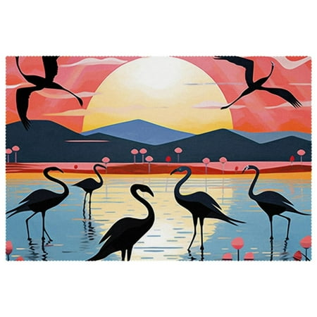 

Placemats Set of 6 Non Slip Place Mats Dining Table Mats Flamingo Lake Mountain