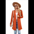 thumbnail image 3 of Cárdigan Informal para Mujer con Bolsillos, Holgado, de Larga, Abierto, Naranja y Rojo M, 3 of 9