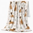 thumbnail image 2 of Playful Boxer Dogs Pumpkins, Playful Pet Portrait Pattern, Warm Flannel Blanket for Living Room and Bedroom with Detailed Artwork, Dog Lovers Just Because Gift, Pet Lover Home Decor, 2 of 7