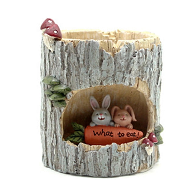 Bunny Bunny Maceta para plantas de resina creativa, maceteros de dibujos animados de escritorio, atractivos