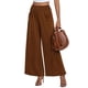 thumbnail image 2 of Pantalones de Cintura Alta con Elástico para Mujer, Estilo Informal, Holgados, de Pierna y Bolsillos. Marrón M, 2 of 8