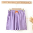 thumbnail image 2 of ShomPort Women's Cotton Linen Shorts Elastic Waist Casual Cute Shorts Summer High Wais Bowknot Shorts, 2 of 7