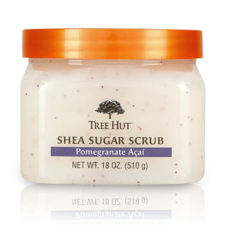 Tree Hut Shea Sugar Scrub Pomegranate Acai, 18oz, Ultra Hydrating and Exfoliating Scrub for Nourishing Essential Body