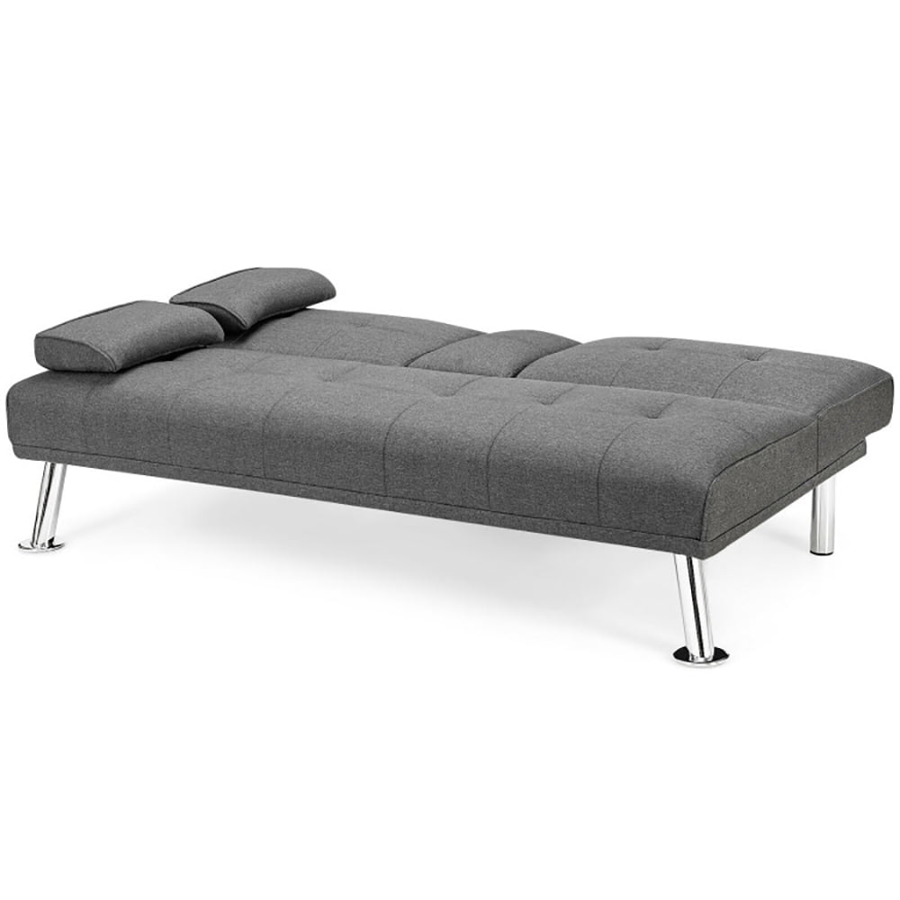 Finihen Fold Sofa Bed Couch, Futon Sleeper Chair Guest Bed and Fold Out Couch, Convertible Folding Futon Sofa Bed Fabric with 2 Cup Holders, for Living Room, Bedroom, Light Gray Finihen Fold Sofa Bed Couch, Futon Sleeper Chair Guest Bed and Fold Out Couch, Convertible Folding Futon Sofa Bed Fabric with 2 Cup Holders, for Living Room, Bedroom, Light Gray