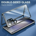 thumbnail image 3 of Double-Sided Tempered Glass Fully Protective Phone Case for iPhone 15 Plus, The Metal Frame Magnetically Closes The Back Cover. HD Clear Shell-Green, 3 of 7