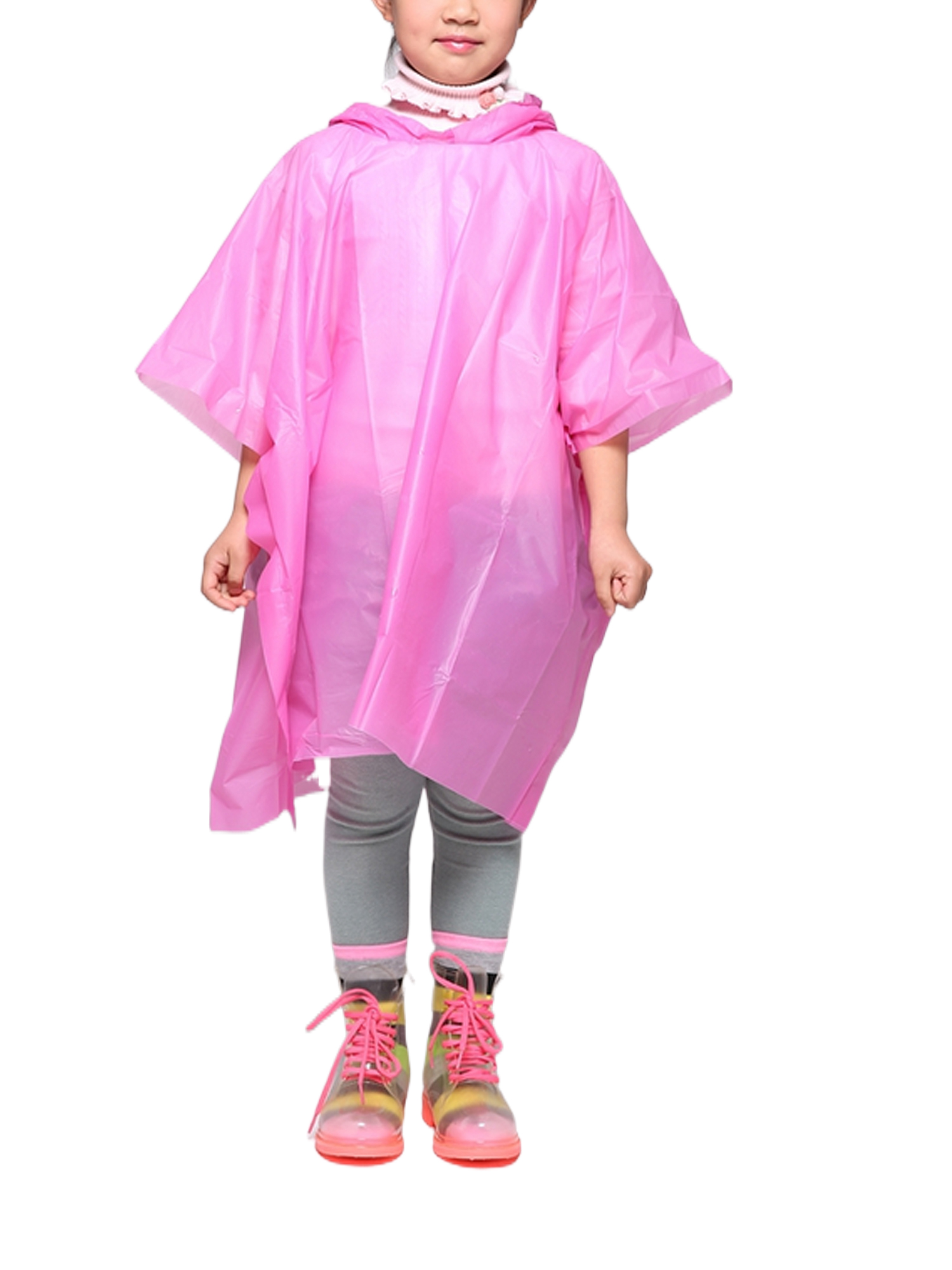 Kids Boy Girl Hooded Raincoat See Through Waterproof Raincoat Long Rain