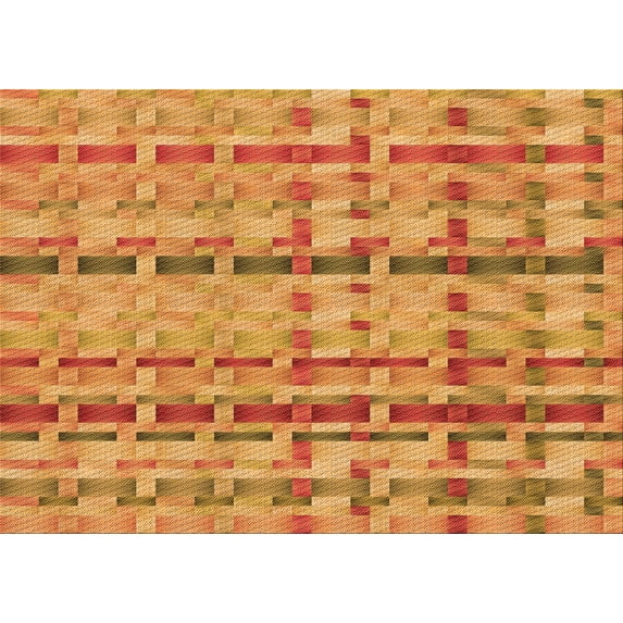 Ahgly Company Machine Washable Indoor Rectangle Transitional Orange Red Orange Area Rugs, 2' x 4'