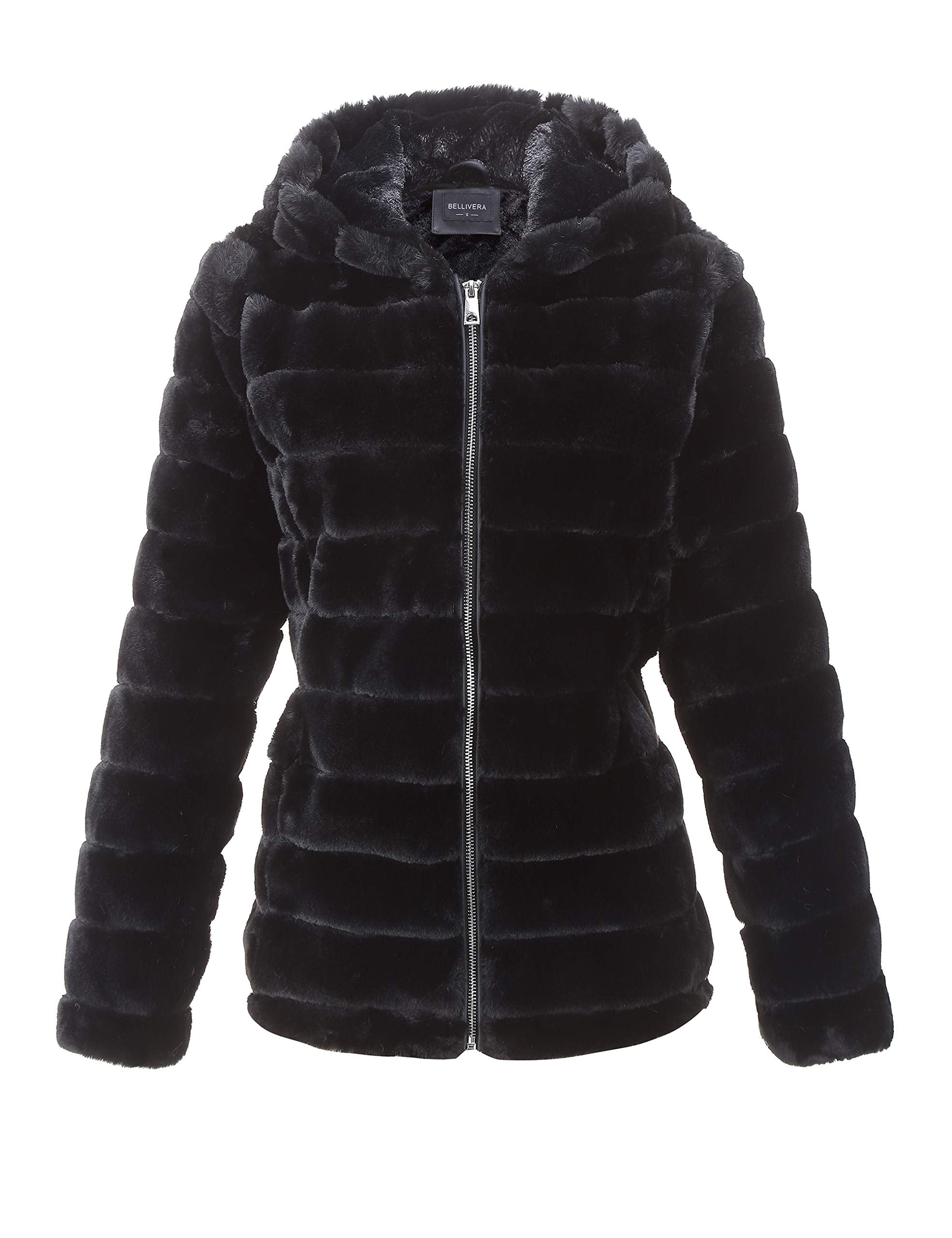 LIENRIDY Women's Faux Fur Furry Coat Long Zip Hooded Jacket | Walmart ...