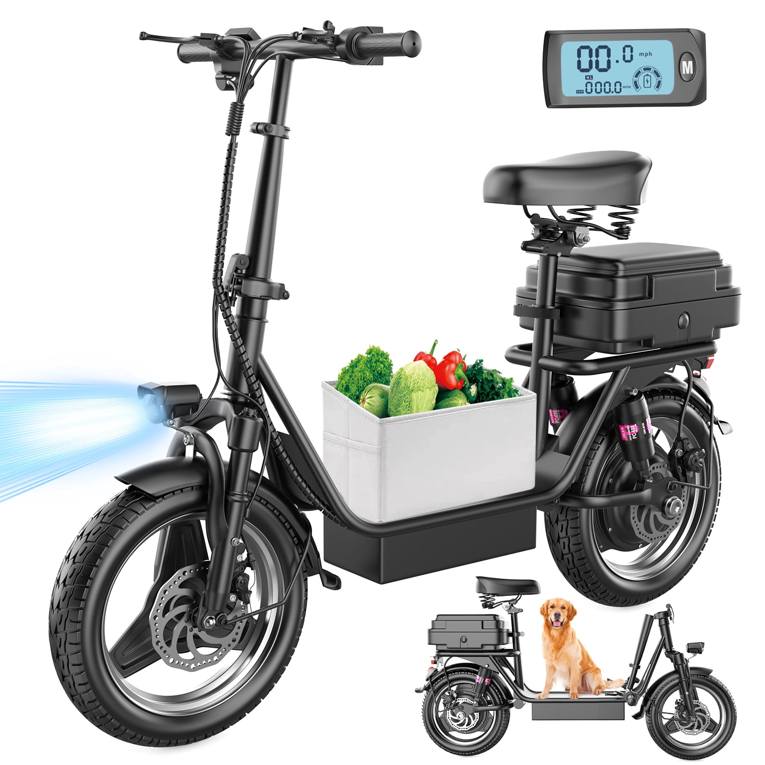AZHAR Electric Scooter with Seat, 1200W Motor, Up to 25 MPH and 45 Miles Range, 48V 15AH Battery