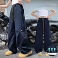 thumbnail image 2 of JAJAHO Girls Summer Casual Pants Lightweight Sportswear For Kids Teens Wide Leg Elastic Waist Drawstring Pants 5-16Y Versatile Trousers, 2 of 5