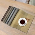 thumbnail image 3 of Howarmer Vinyl Woven Placemats for Dining Table, 12x18 Inch Rectangle Washable PVC Placemats Anti-Slip Heat Resistant Kitchen Table Mats Easy to Clean, Quick Drying - Set of 4, Gold, 3 of 6