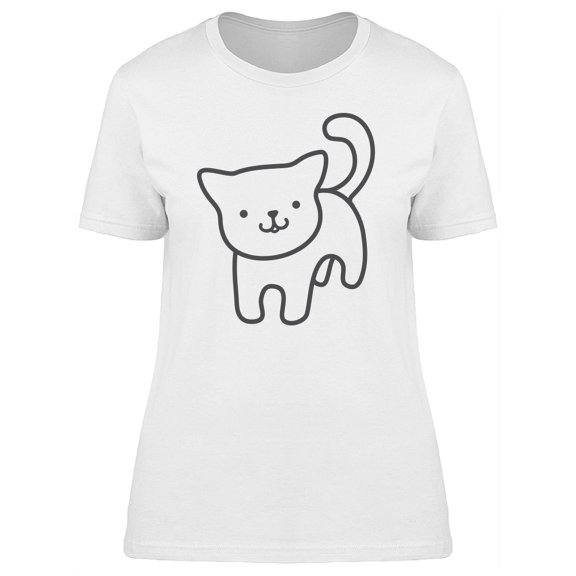 Cool Kitten Doodle Cartoon T-Shirt Women -Image by Shutterstock, Female Large