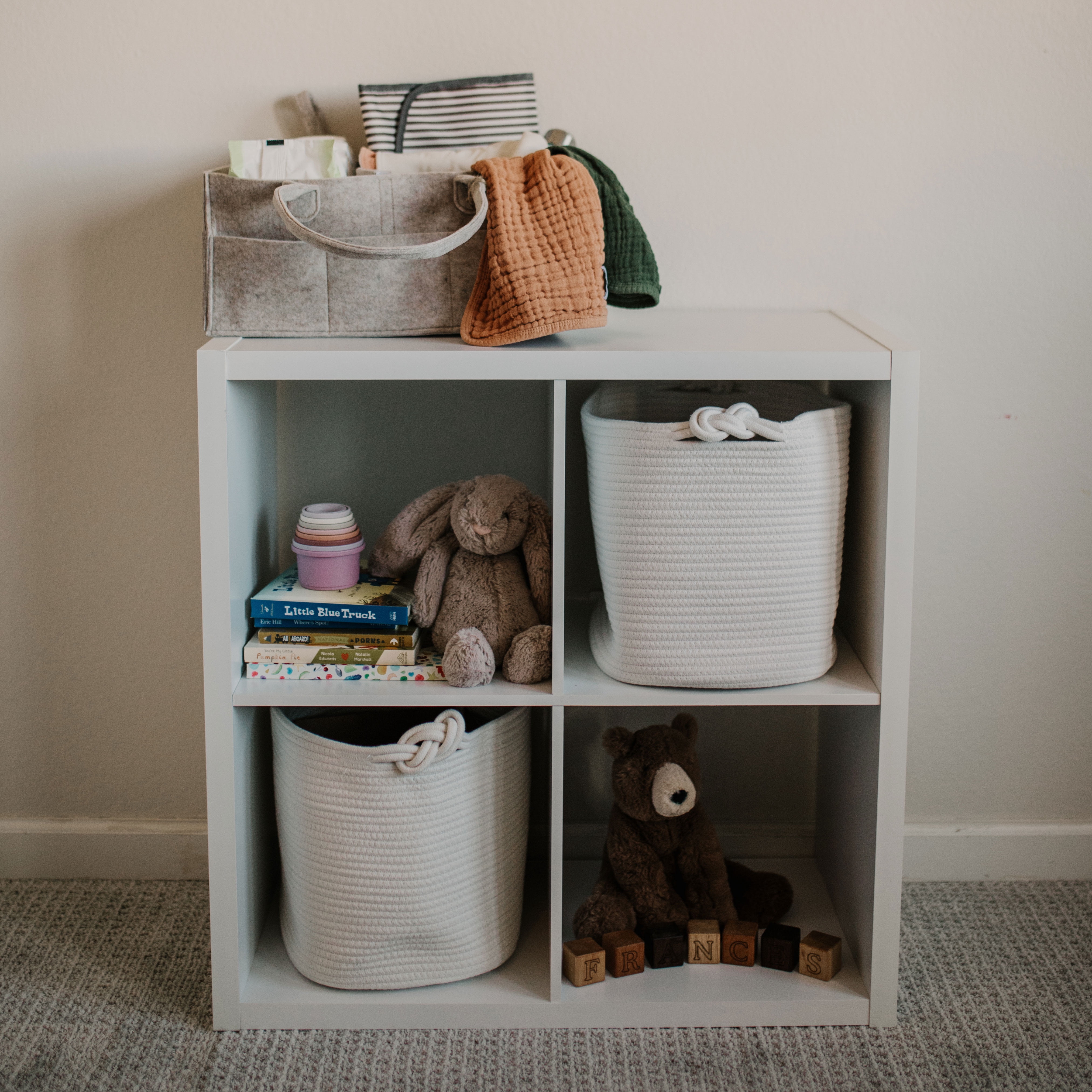 Parker Baby Co. Felt Diaper Caddy - Regular Nursery Organizer with Removable Dividers - Gray