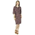 thumbnail image 7 of Bimba Women Knee Length Rayon Safari Dress 3/4 Sleeve Button Down Brown Casual Dress, 7 of 7