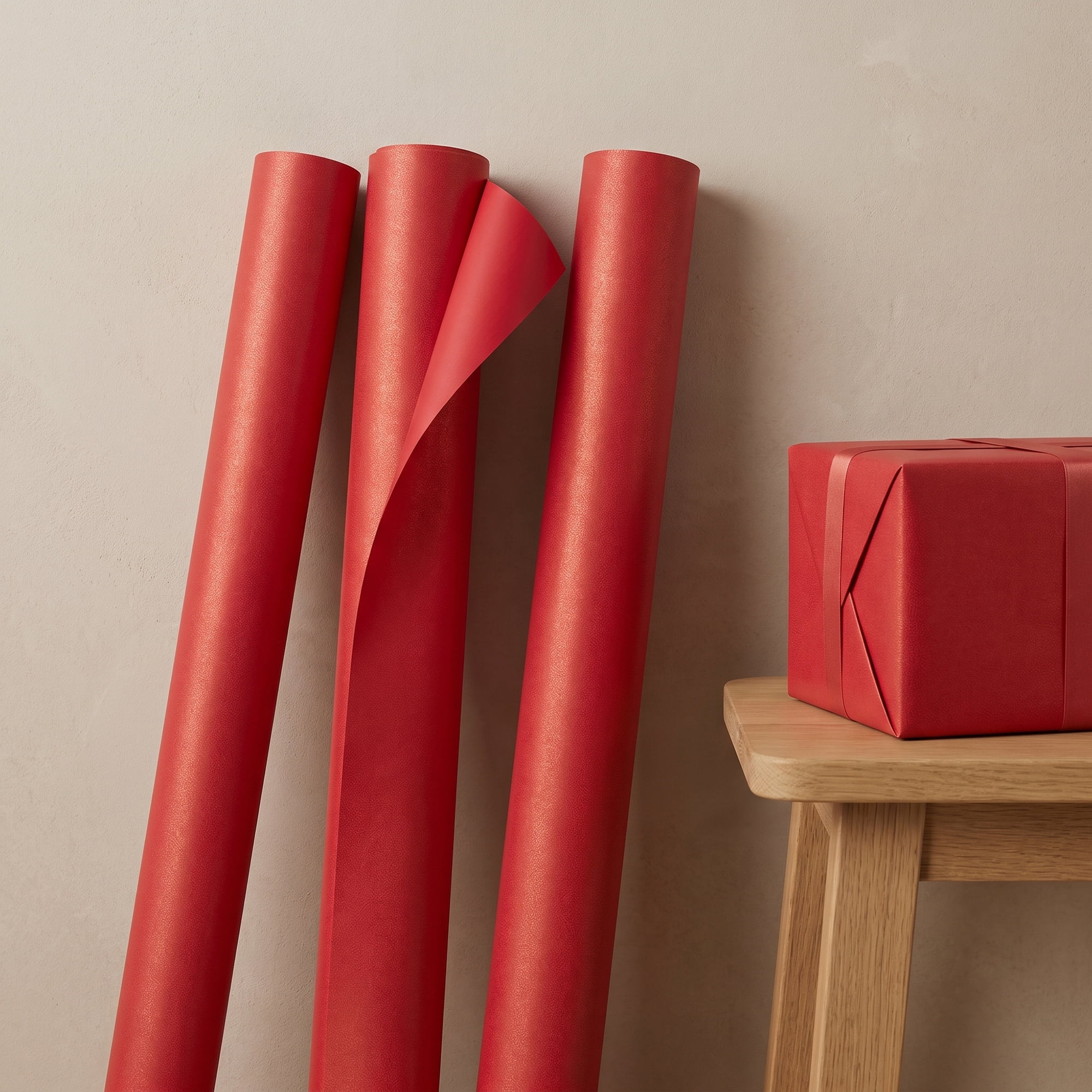 Unique Bargains 3Pcs Heavyweight Matte Gift Wrapping Paper Red 39.4" x 27.6"