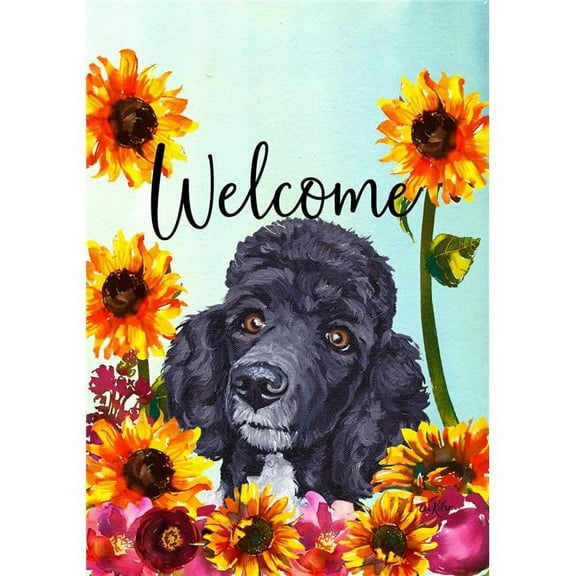Best of Breed HH630061 Poodle Best of Breed HHS Welcome Garden Flag, Black