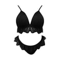 thumbnail image 1 of Gibobby Conjunto de lencería Conjunto de falda a cuadros para mujer con ribete de encaje y falda(Negro, XG), 1 of 5