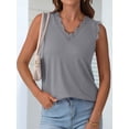 thumbnail image 4 of ANRABESS Womens Lace Trim Tank Tops V Neck Sleeveless Shirts 2026 Summer Casual Trendy Dressy Cami Top Grey Large, 4 of 8