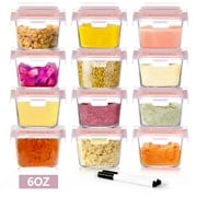 WhiteRhino 12 Pack 6oz Glass Baby Food Storage Containers with Lids, Jars for Toddlers,Microwave & Dishwasher Safe