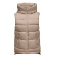 thumbnail image 3 of Brondbend Womans Jackets Womens Winter Coat Hooded Sleeveless Pocket Zipper Outerwear Solid Color Leisure Loose Fit Coats Ladies Daily Tops Khaki, 3 of 6