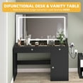 thumbnail image 6 of DWVO Makeup Vanity Table with LED Lighted Mirror & Power Outlet, Modern Vanity Desk with Drawers & Cabinet , Bedroom Dressing Vanity, Black, 6 of 13