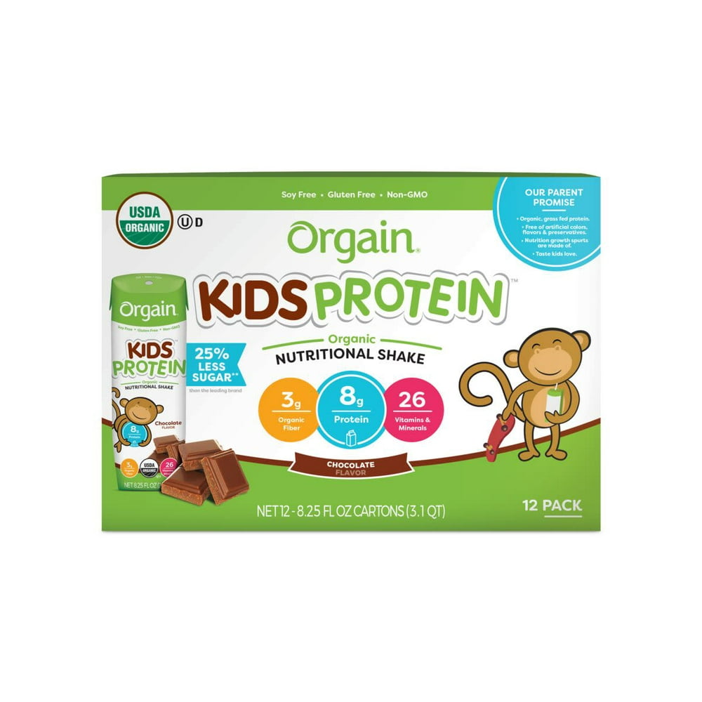Orgain Kids Protein Organic Nutritional Shake, Chocolate, 12 Pack