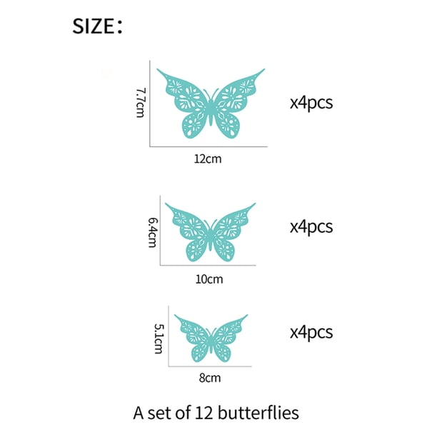 12 Piezas De Decoración De Pared Con Mariposas Huecas En 3D, 3 Tamaños, Decoración Con Mariposas, Mariposas Talladas Huecas, Diseño Exquisito, Decoraciones Para Tartas De Fiesta
