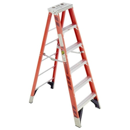 Werner 7406 Extra Heavy Duty Step Ladder, 375 lb, 3 in, 3-1/8 in Front X 1-7/8 in Rear