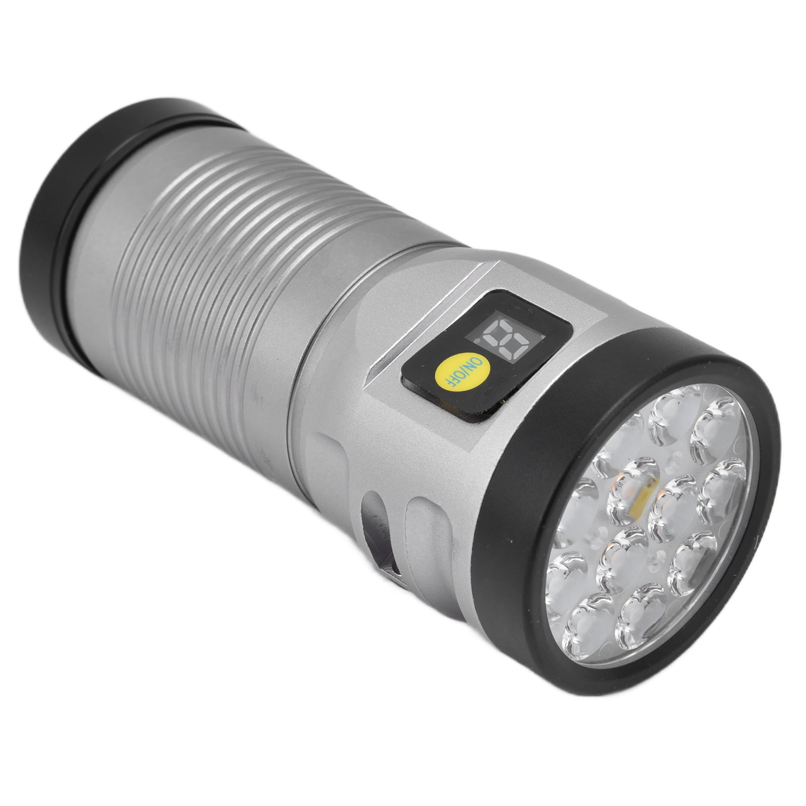 Riousery Brightest 12 LED Flashlight 3000 Lumens Type C Rechargeable 9000mAh Battery 8 Modes IPX67 Waterproof Multifunctional Outdoor Camping Emergency Light Long Range Handheld Torch Grey