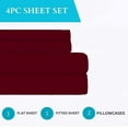 thumbnail image 2 of 100% Pure Egyptian Cotton 800 Thread Count Sheet Set, 4 Pc Set, Sateen Weave, Hotel Collection Soft Luxury Bedding, Fits Upto 21" Inch Deep Pocket (Burgundy Stripe, Full Size), 2 of 5